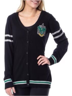 HARRY POTTER | Slytherin Button Down Cardigan Sweater Junior Size Large